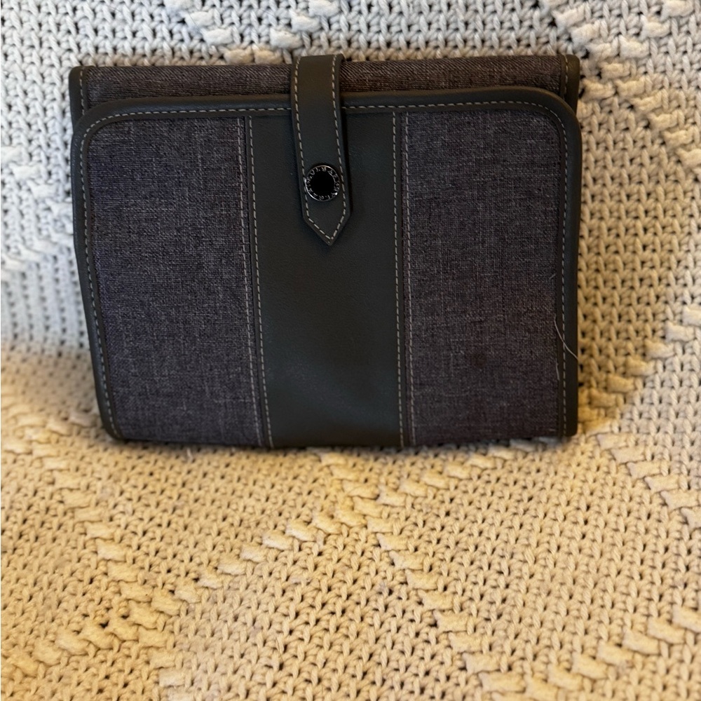 Bulgari Black and Gray Toiletry Bag with Textured Fabric and Structured Design
